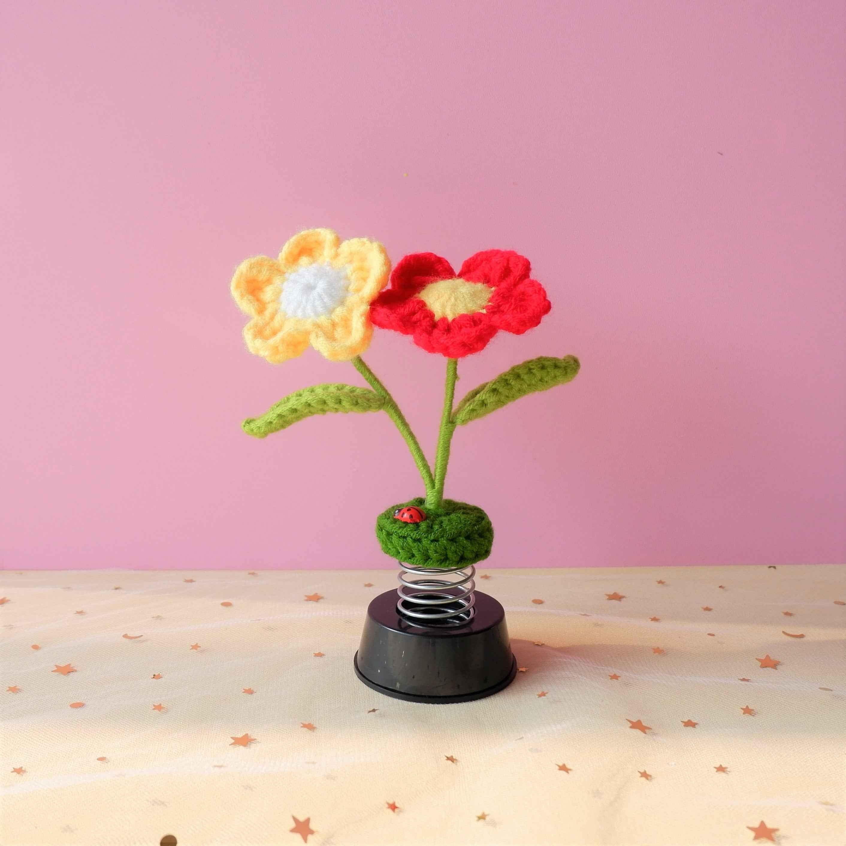 Crochet Car Dashboard Decor- Conjoined Little Flowers