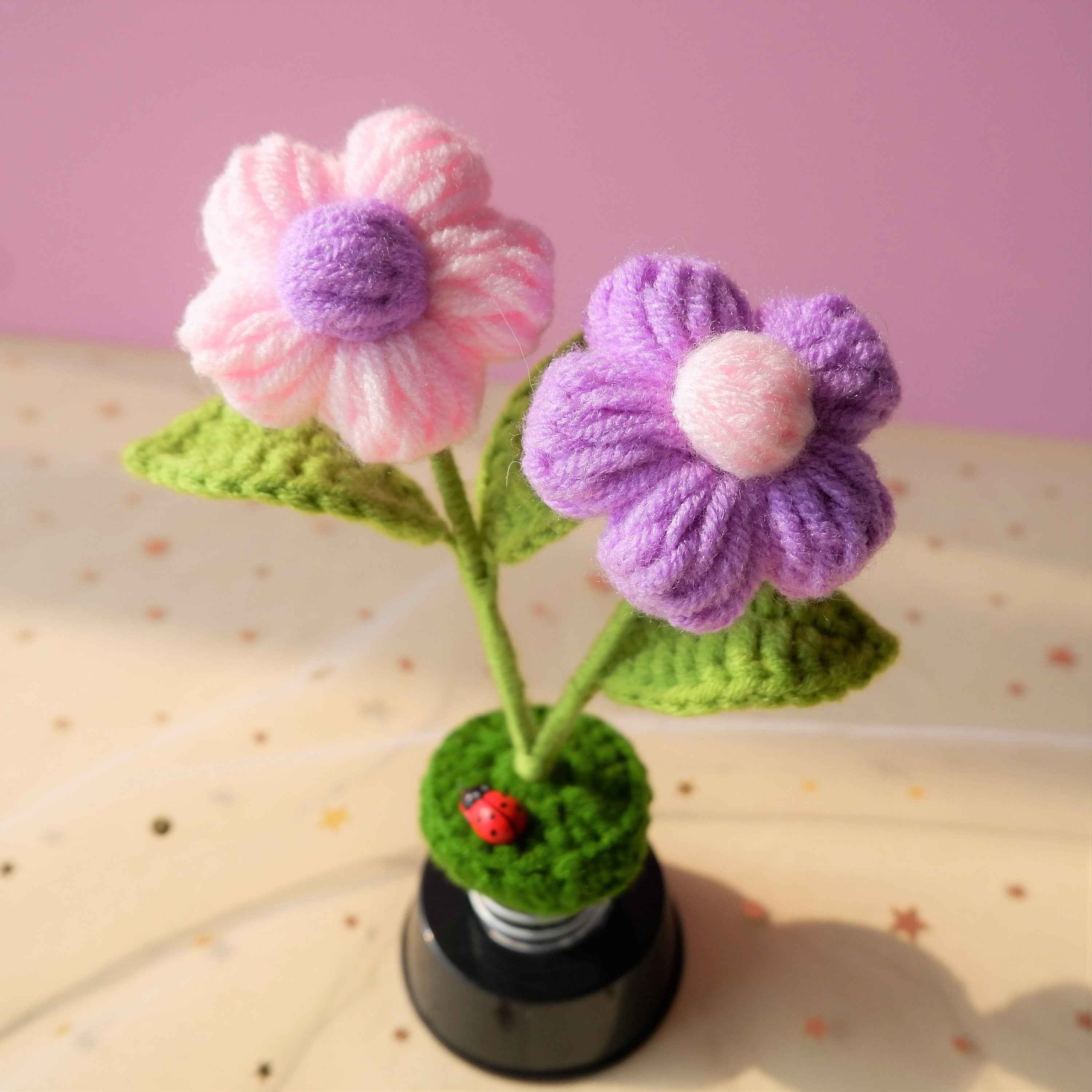 Crochet Car Dashboard Decor- Fluffy Flowers