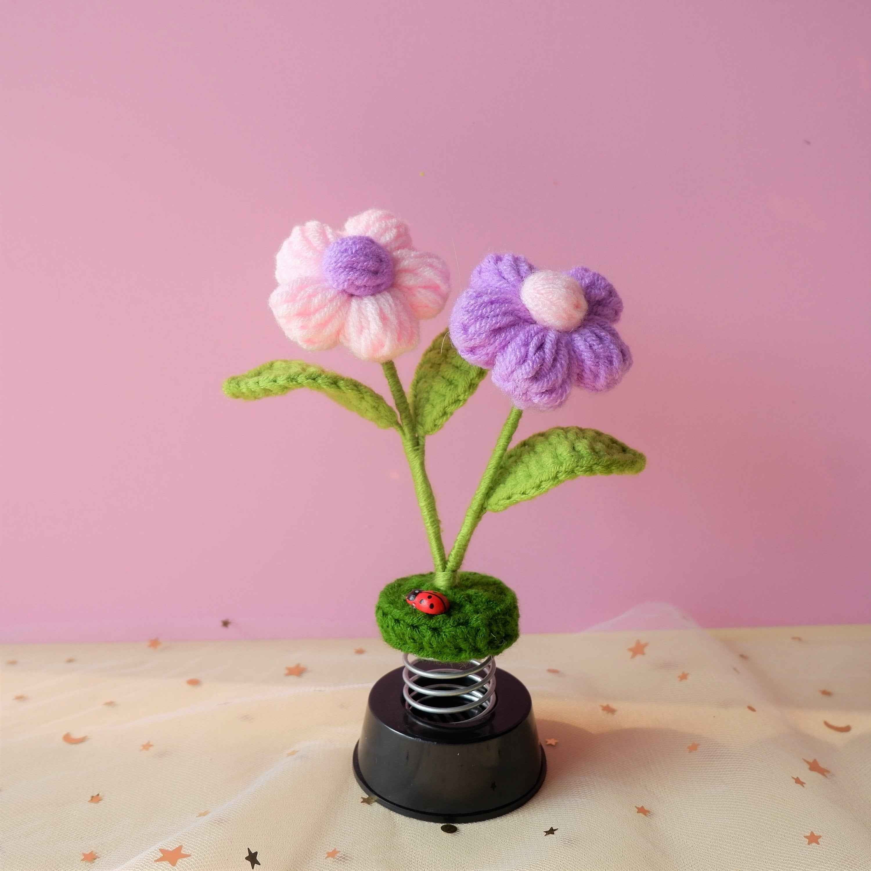 Crochet Car Dashboard Decor- Fluffy Flowers