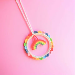 Crochet Car Mirror Hanging Accessories- Rainbow