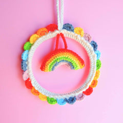 Crochet Car Mirror Hanging Accessories- Rainbow