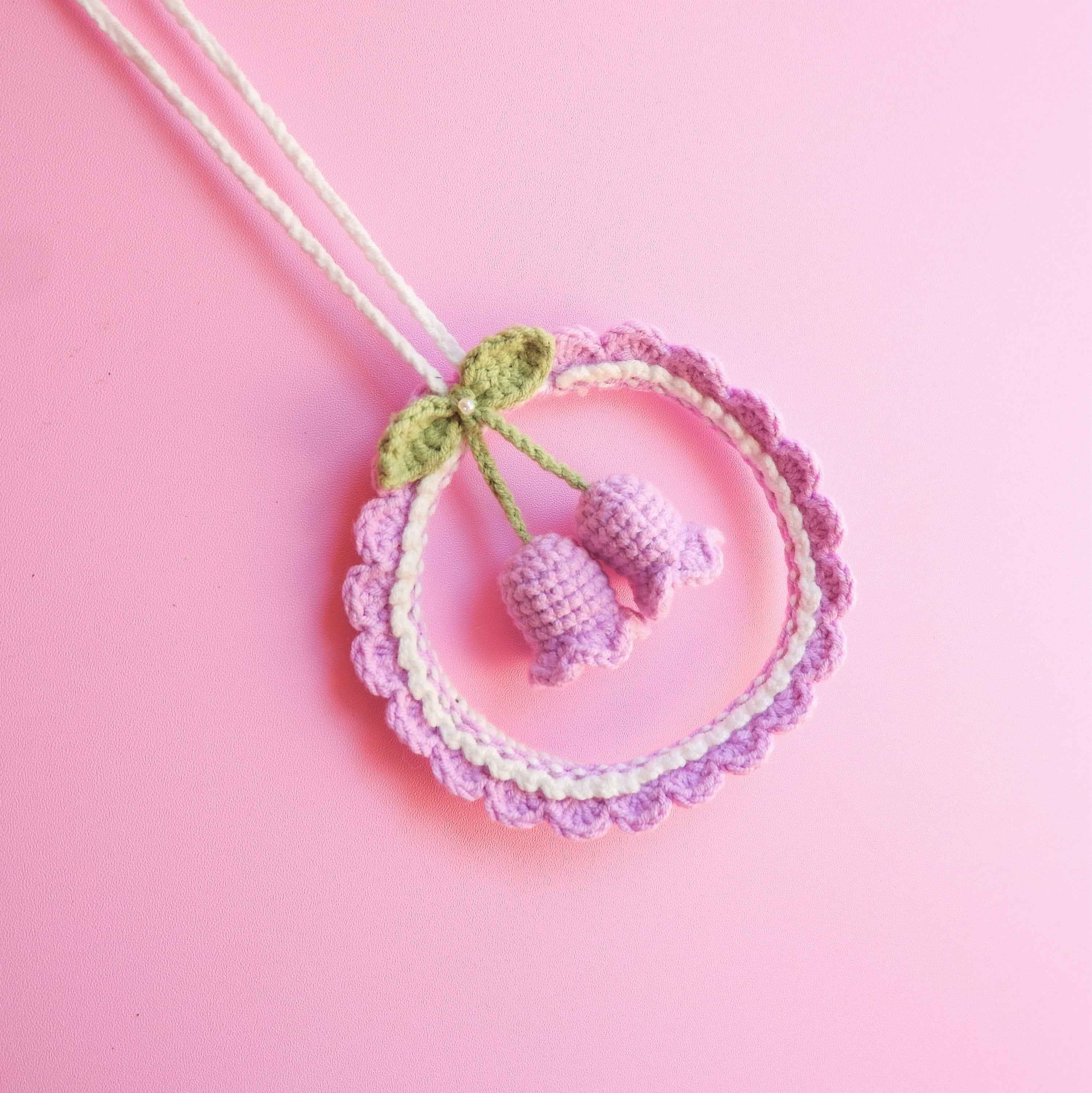 Crochet Car Mirror Hanging Accessories- Bell Orchid