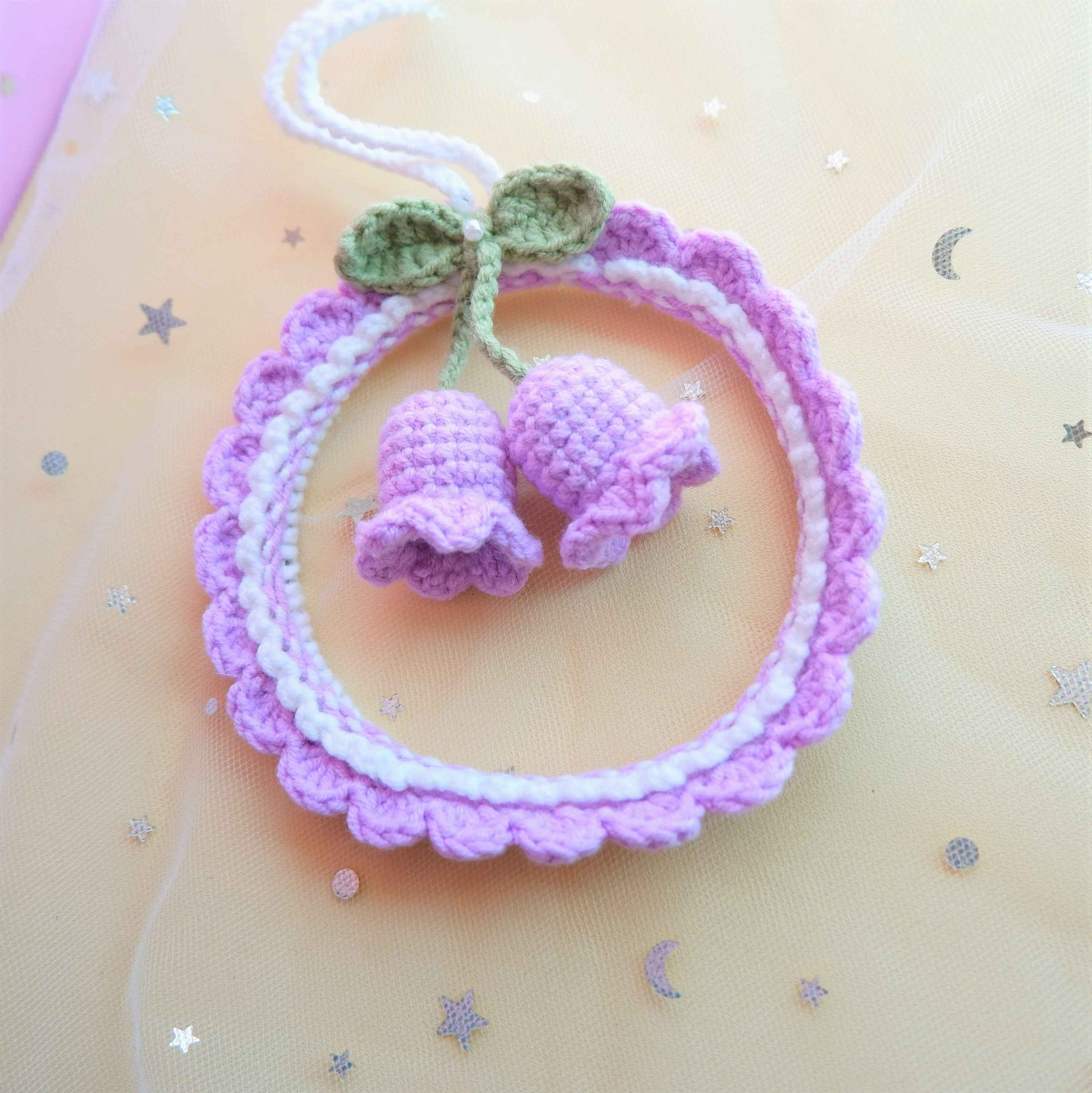 Crochet Car Mirror Hanging Accessories- Bell Orchid