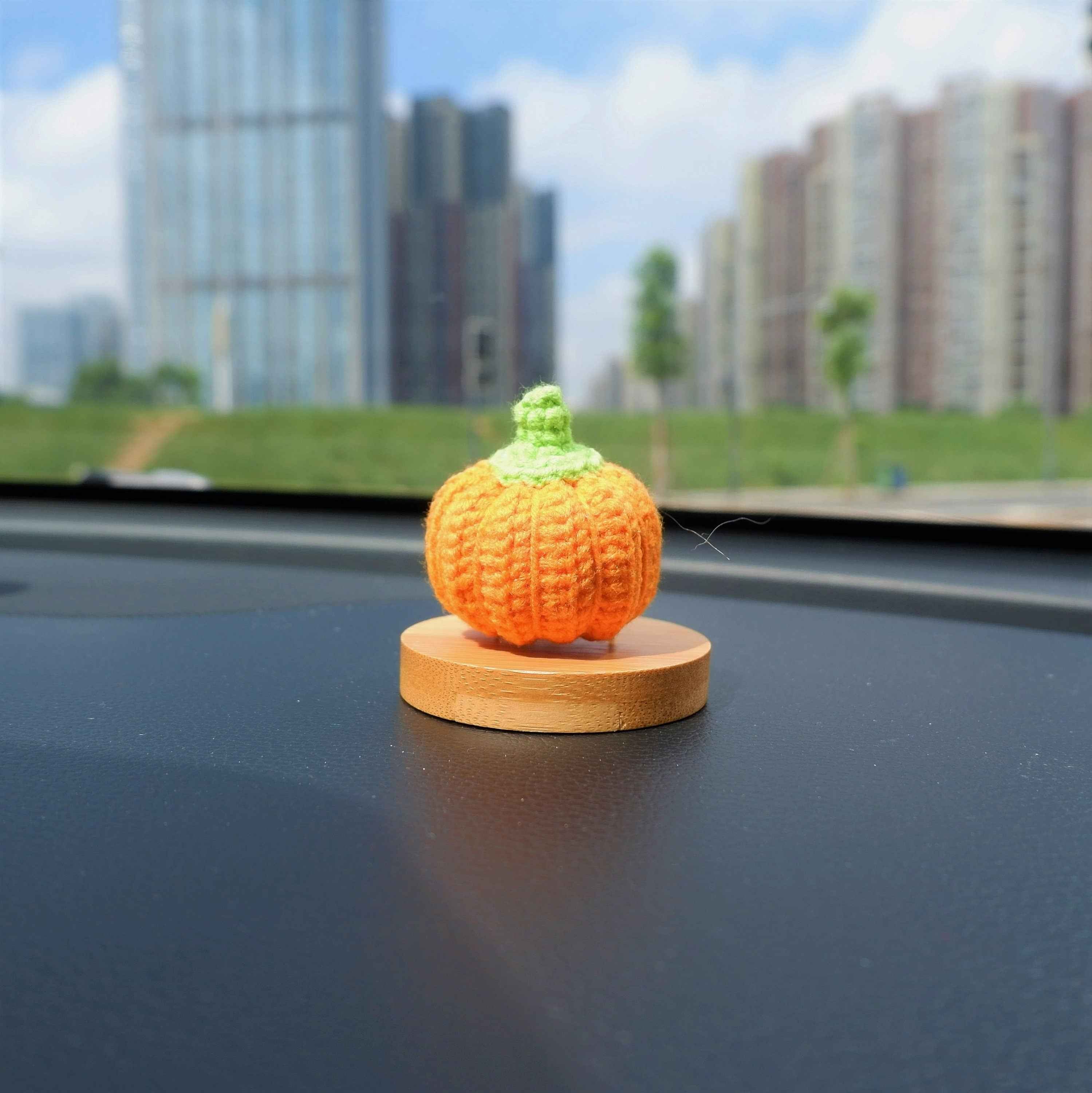 Crochet Car Dashboard Accessory- Mini Pumpkin