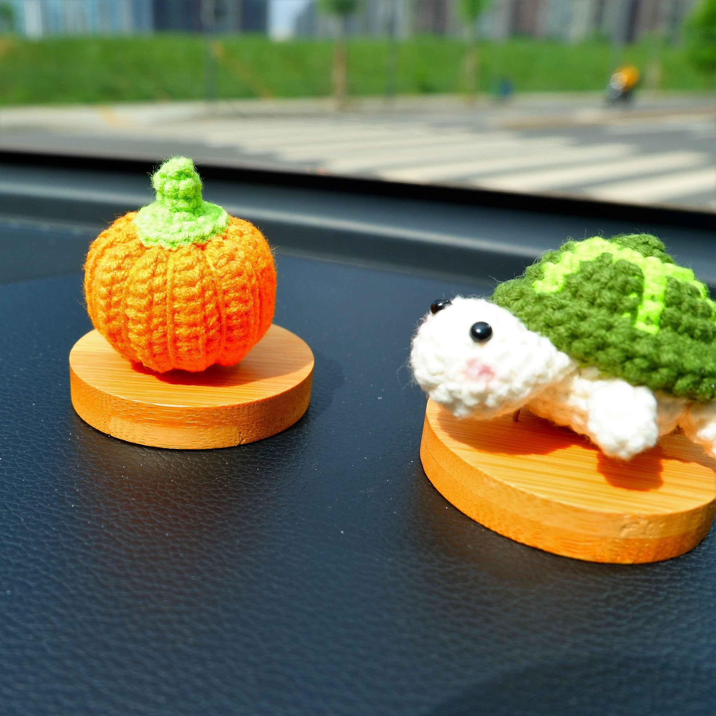 Crochet Car Dashboard Accessory- Mini Pumpkin