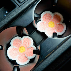 Set of 2 Crochet Daisy Car Drink Coasters