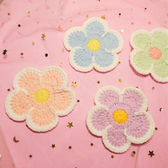 Set of 2 Crochet Daisy Car Drink Coasters