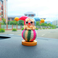 Crochet Car Dashboard Decor- Rainbow Clown Balloon