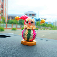 Crochet Car Dashboard Decor- Rainbow Clown Balloon