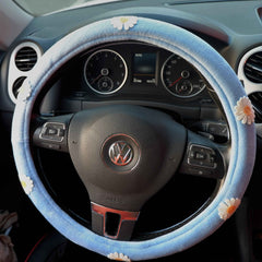 Cute Fleece Steering Wheel Cover- Daisy Patch