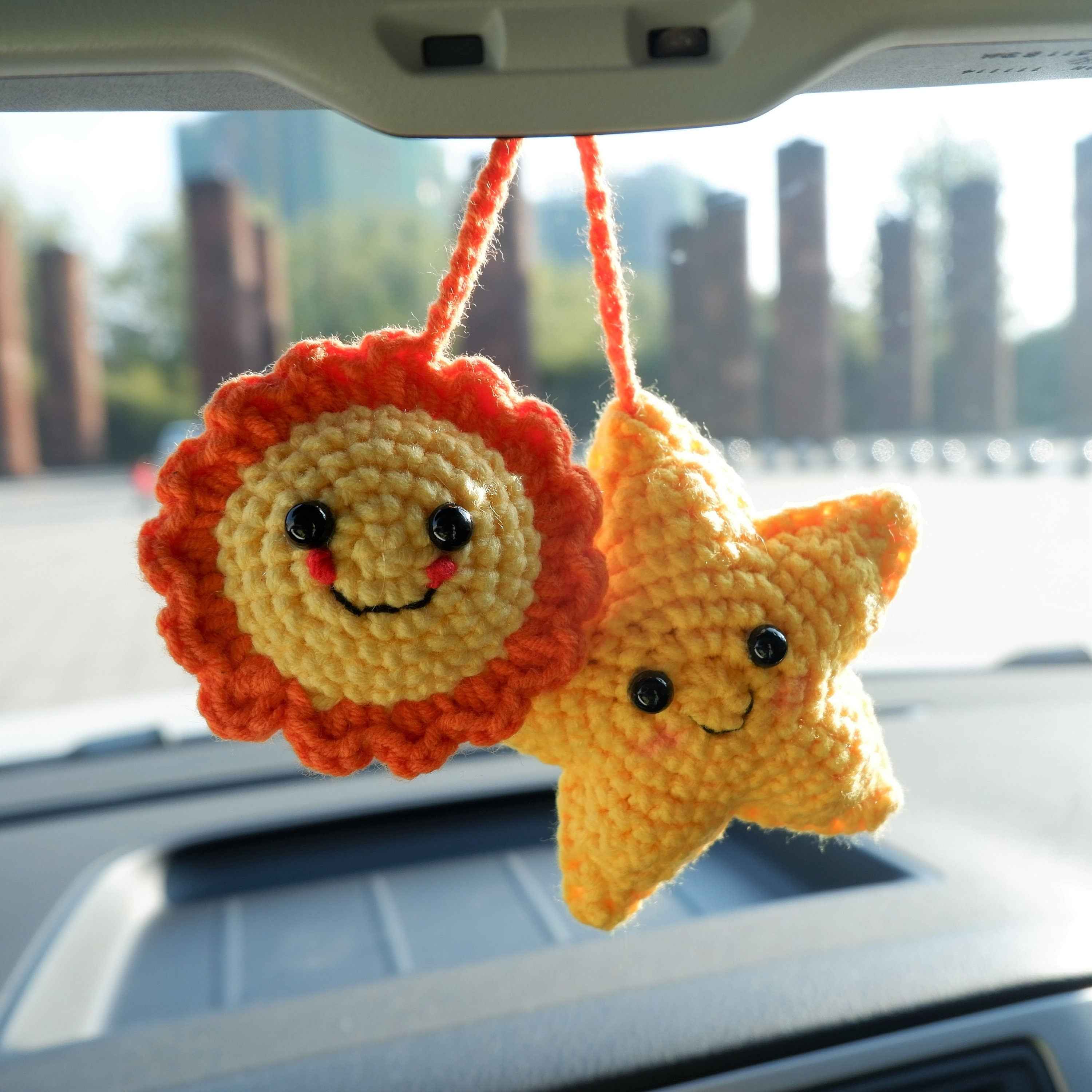 Crochet Car Hanging Accessories- Smiley Sun & Star