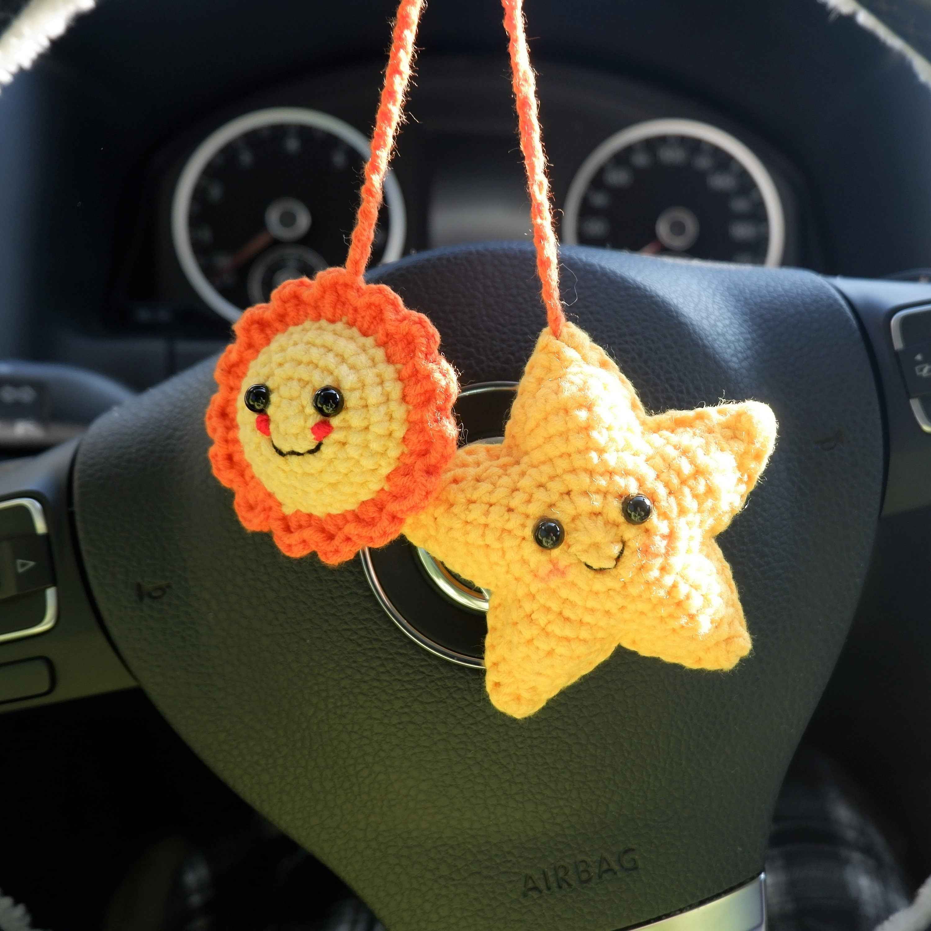Crochet Car Hanging Accessories- Smiley Sun & Star