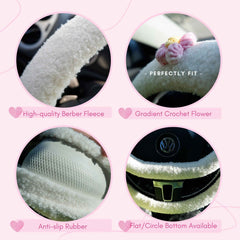 Crochet Steering Wheel Cover- Gradient Fluffy Flower