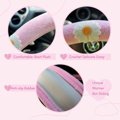 Cute Fleece Steering Wheel Cover- Daisy Patch
