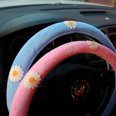 Cute Fleece Steering Wheel Cover- Daisy Patch