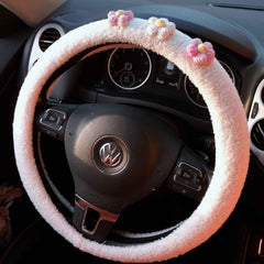 Crochet Steering Wheel Cover- Gradient Fluffy Flower
