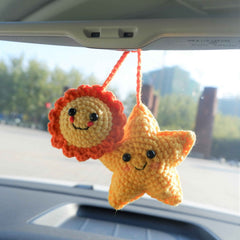 Crochet Car Hanging Accessories- Smiley Sun & Star