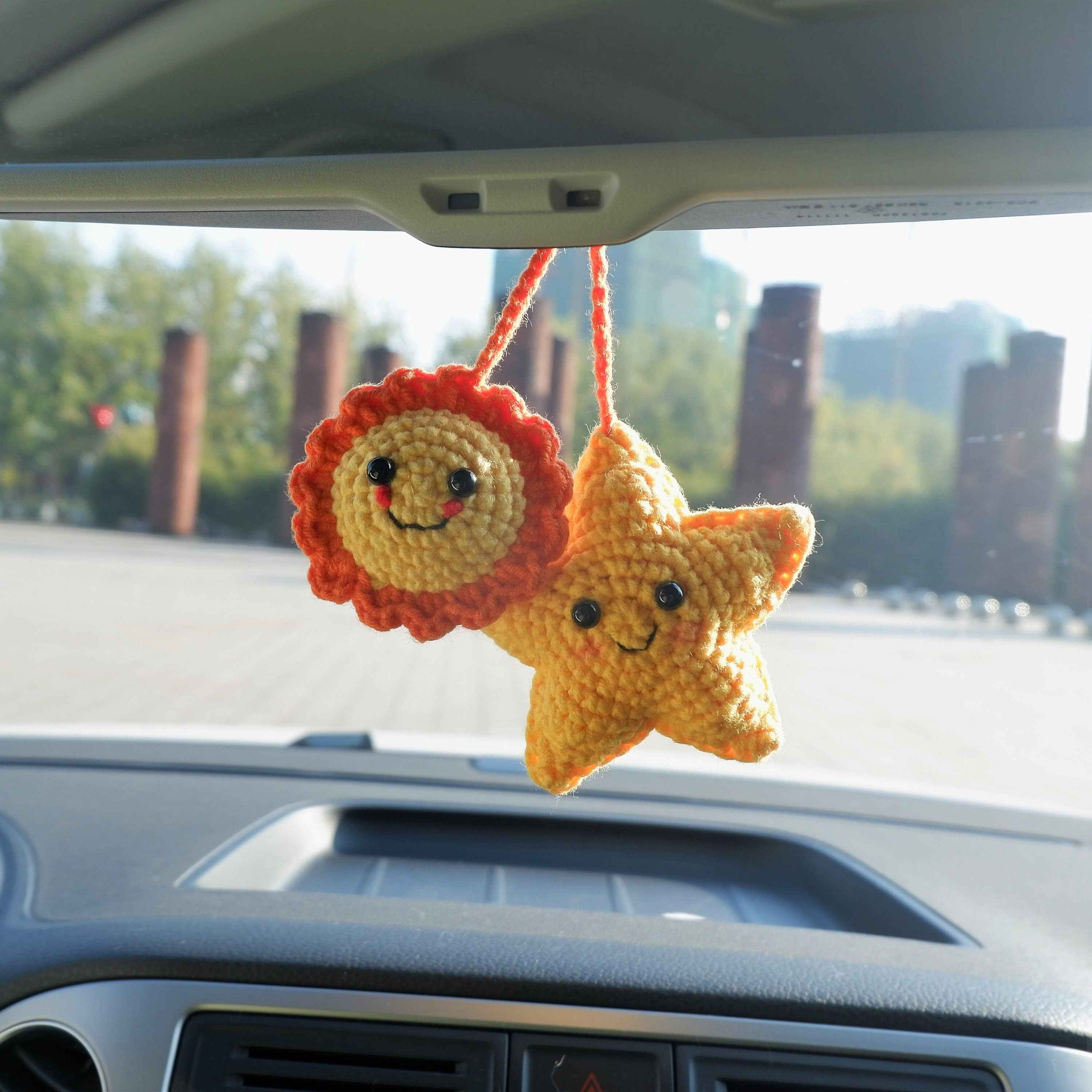 Crochet Car Hanging Accessories- Smiley Sun & Star