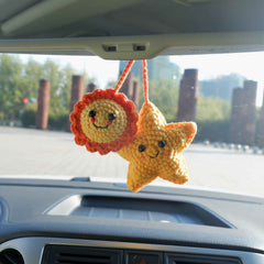 Crochet Car Hanging Accessories- Smiley Sun & Star