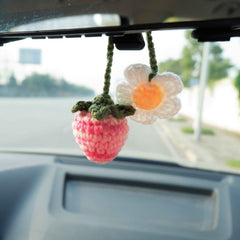 Car Hanging Accessories- Crochet Strawberry & Daisy