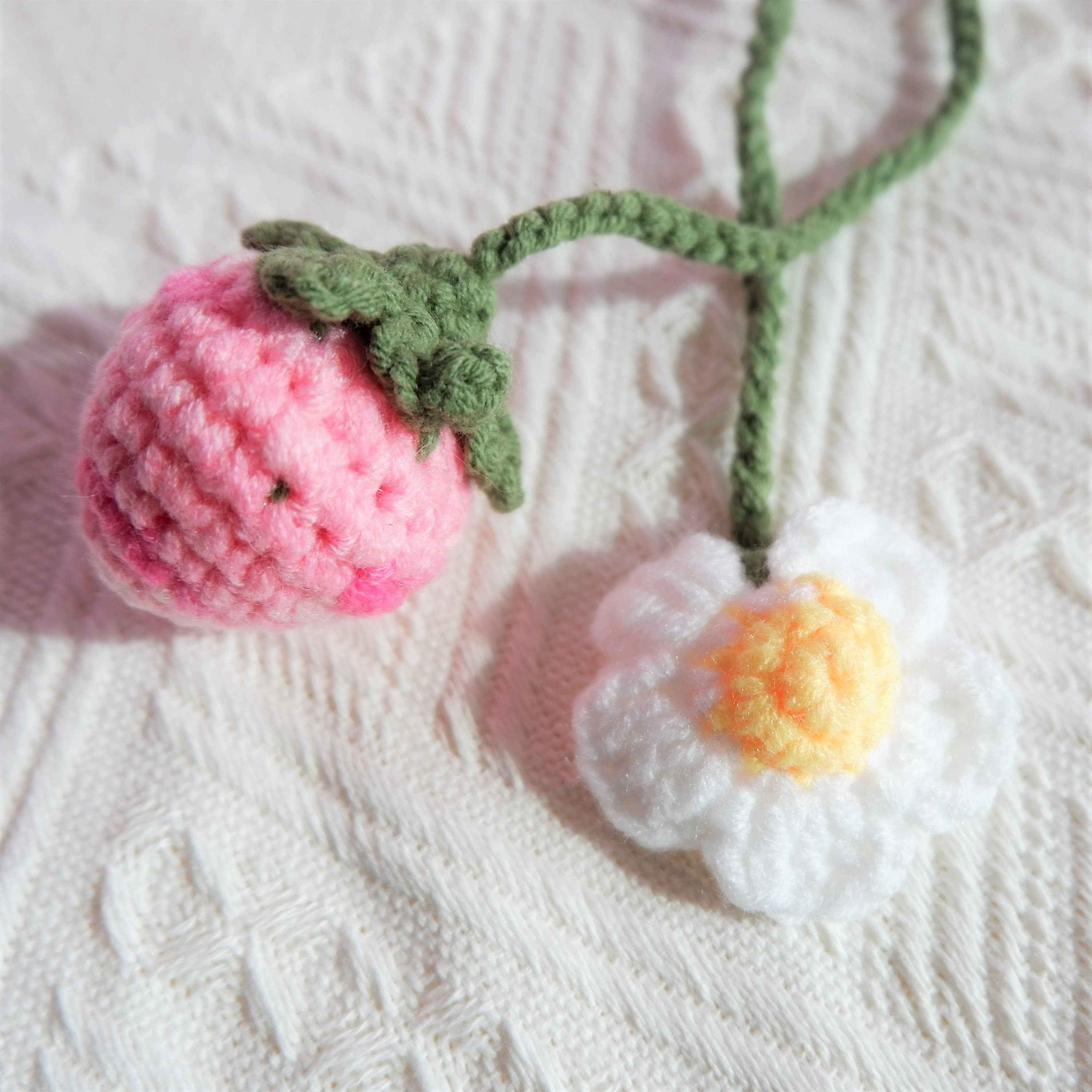 Car Hanging Accessories- Crochet Strawberry & Daisy