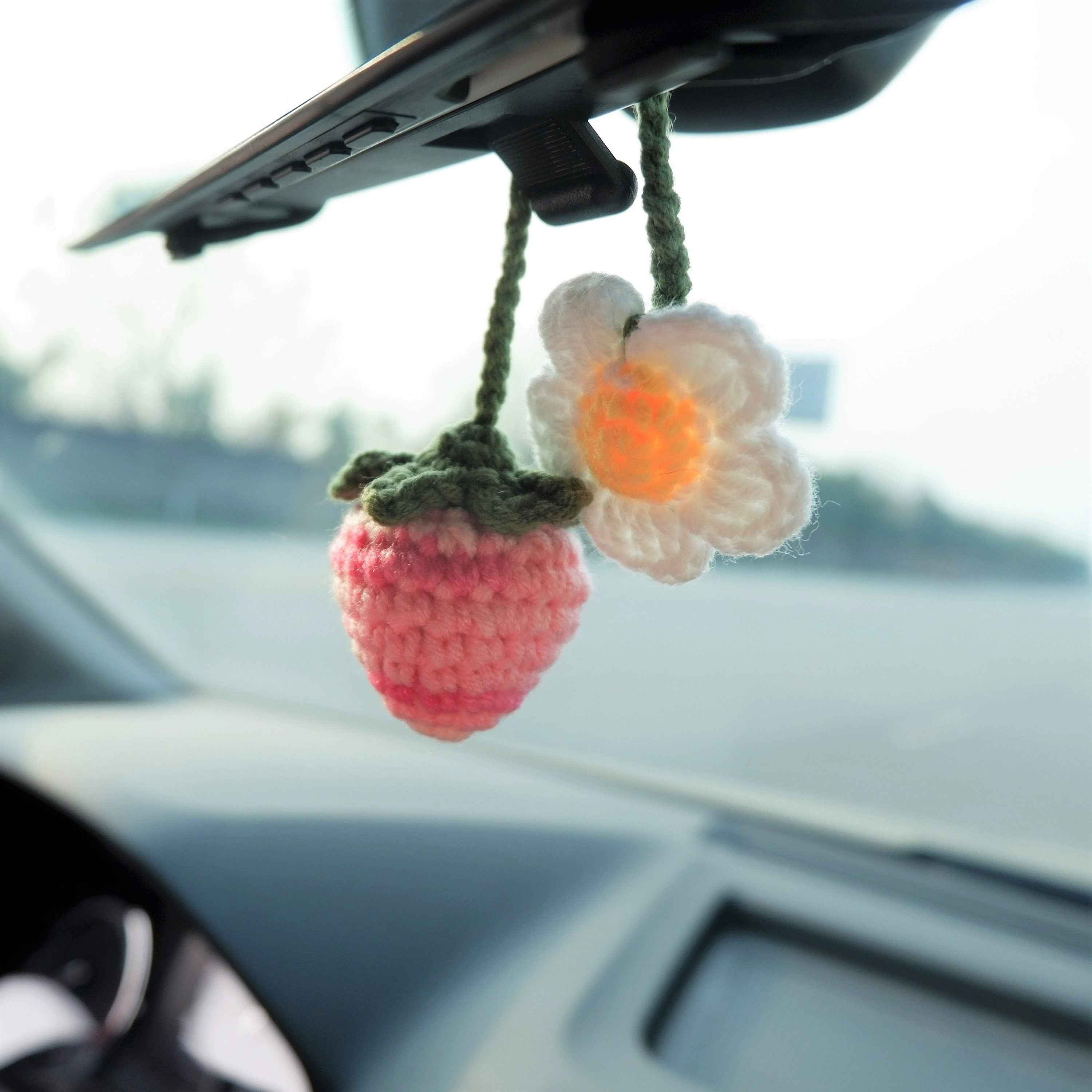 Car Hanging Accessories- Crochet Strawberry & Daisy