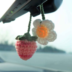 Car Hanging Accessories- Crochet Strawberry & Daisy