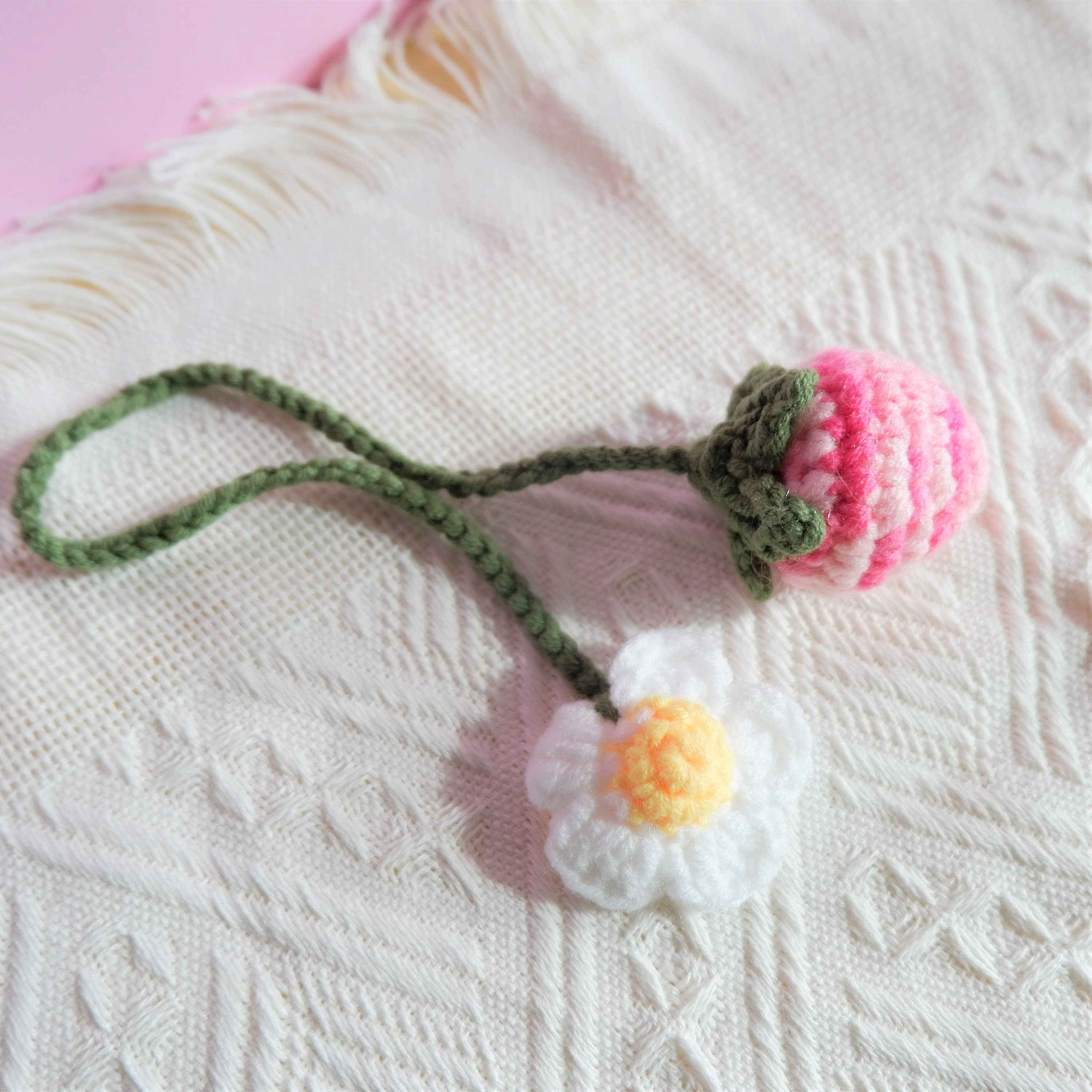 Car Hanging Accessories- Crochet Strawberry & Daisy