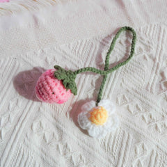 Car Hanging Accessories- Crochet Strawberry & Daisy