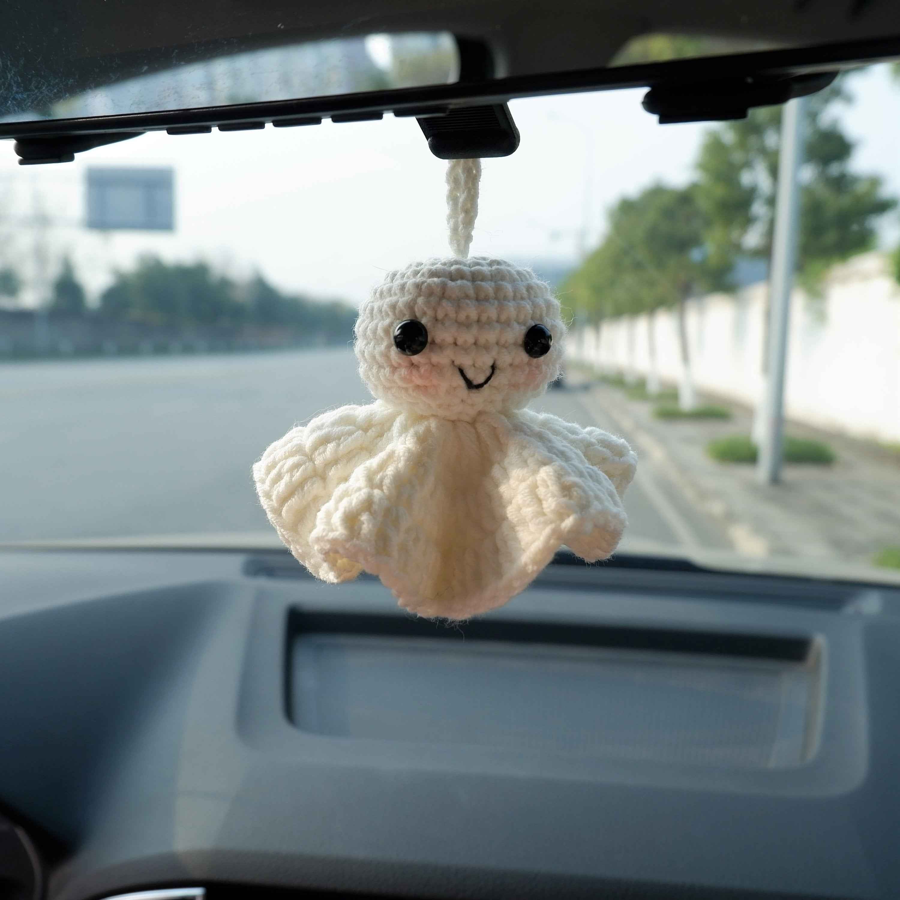Car Mirror Hanging Accessory- Crochet Smiley Sunny Doll