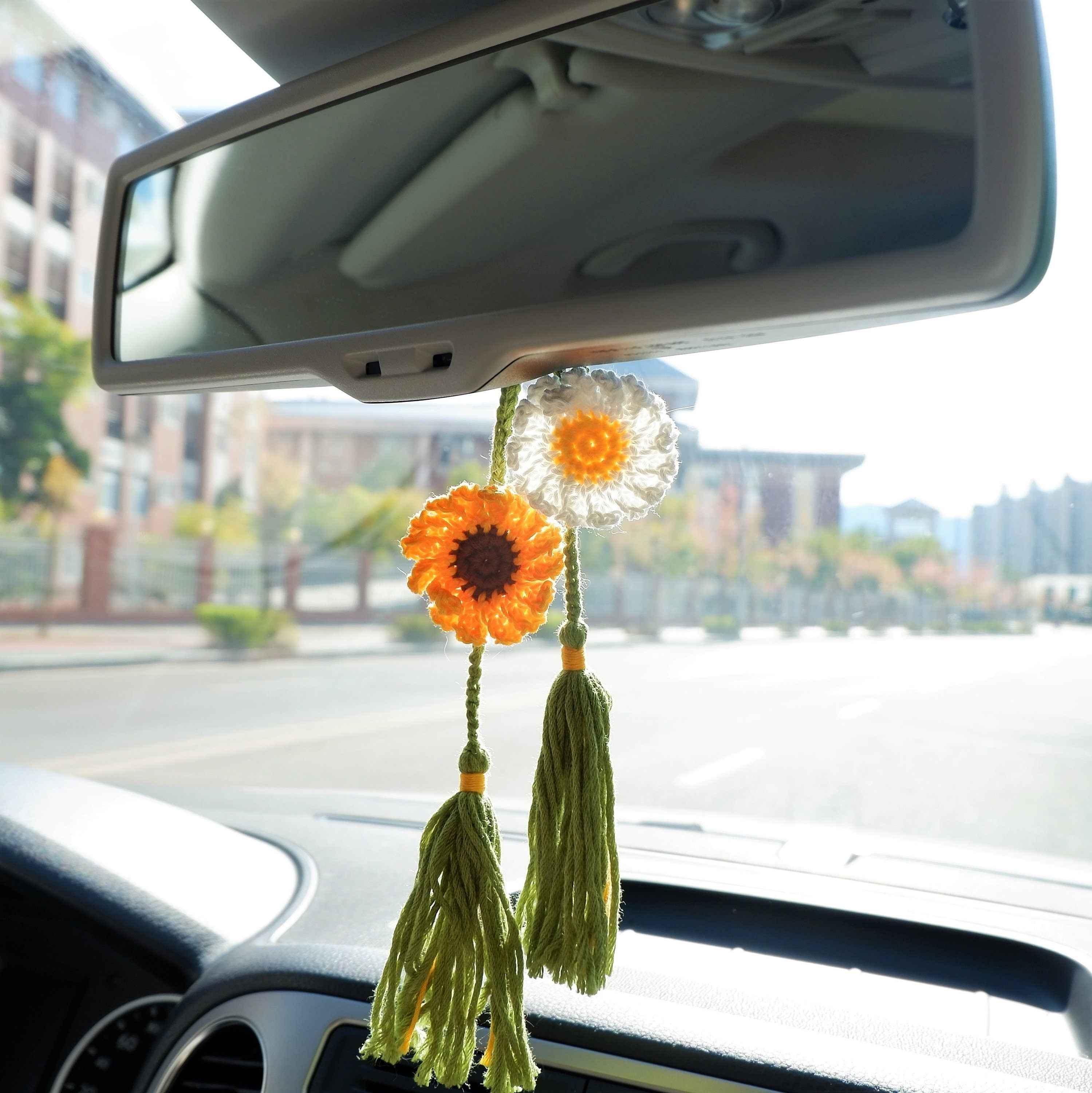 2Pcs Car Mirror Accessories with tassel