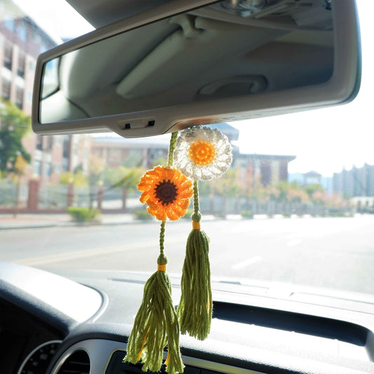 2Pcs Car Mirror Accessories with tassel