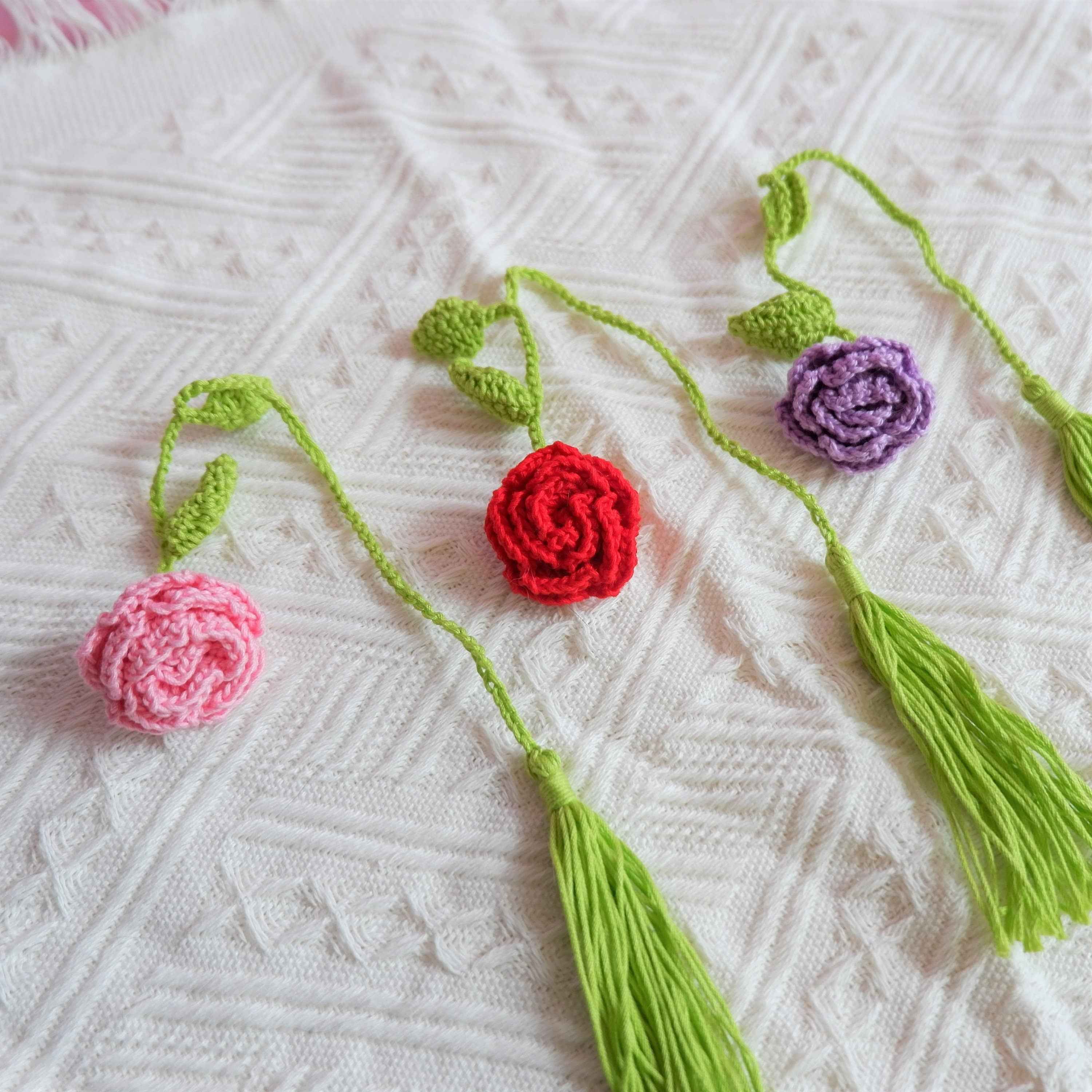 2Pcs Crochet Car Mirror Accessories- Roses