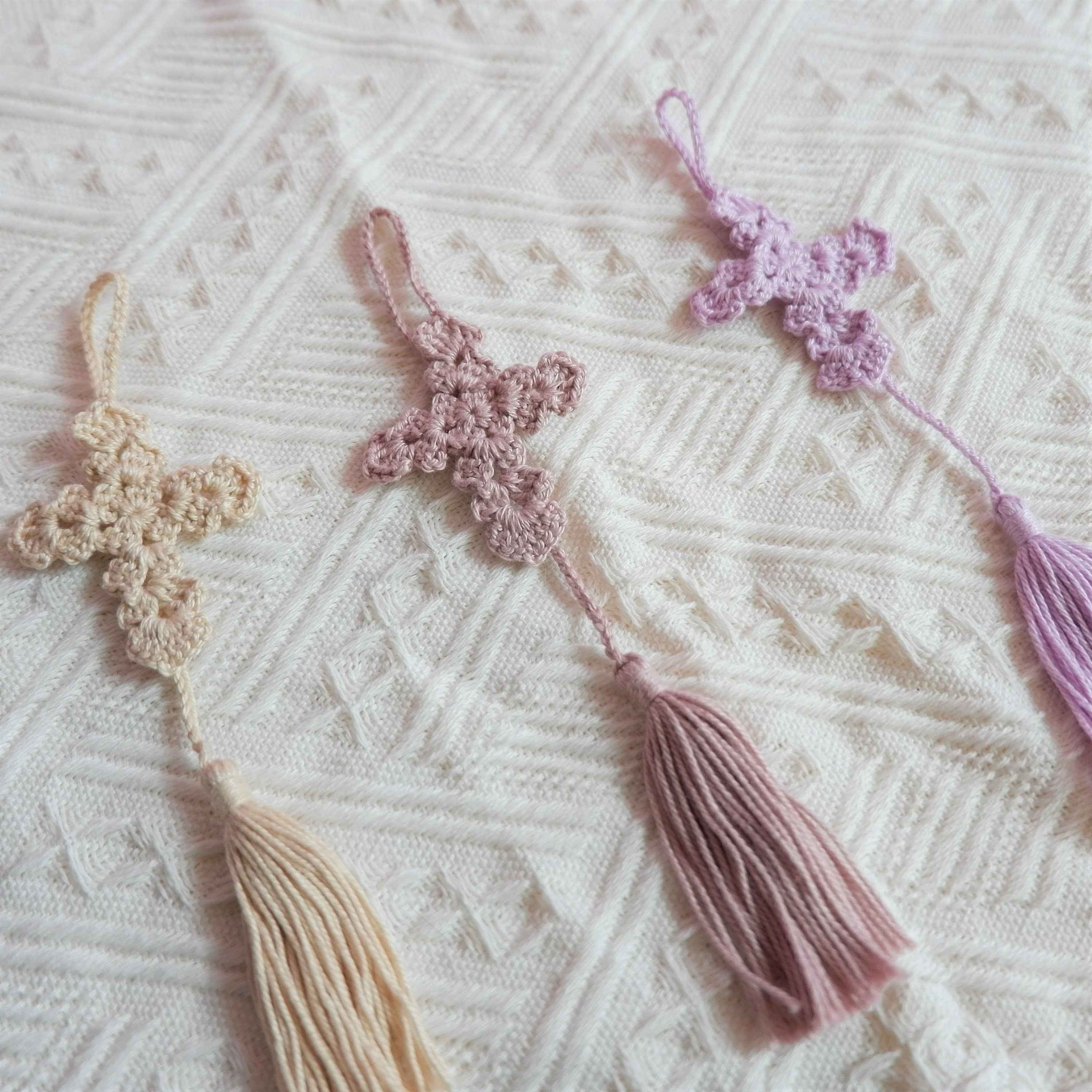 Car Mirror Accessories- Crochet Cross with Tassels