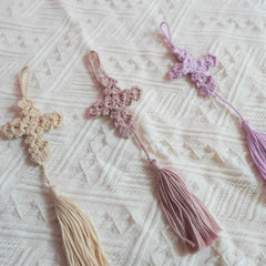 Car Mirror Accessories- Crochet Cross with Tassels