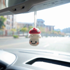 Car Mirror Hanging Accessory- Milk Bottle Smiley Mushroom