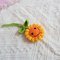 Crochet Car Mirror Accessory- Smiley Sunflower