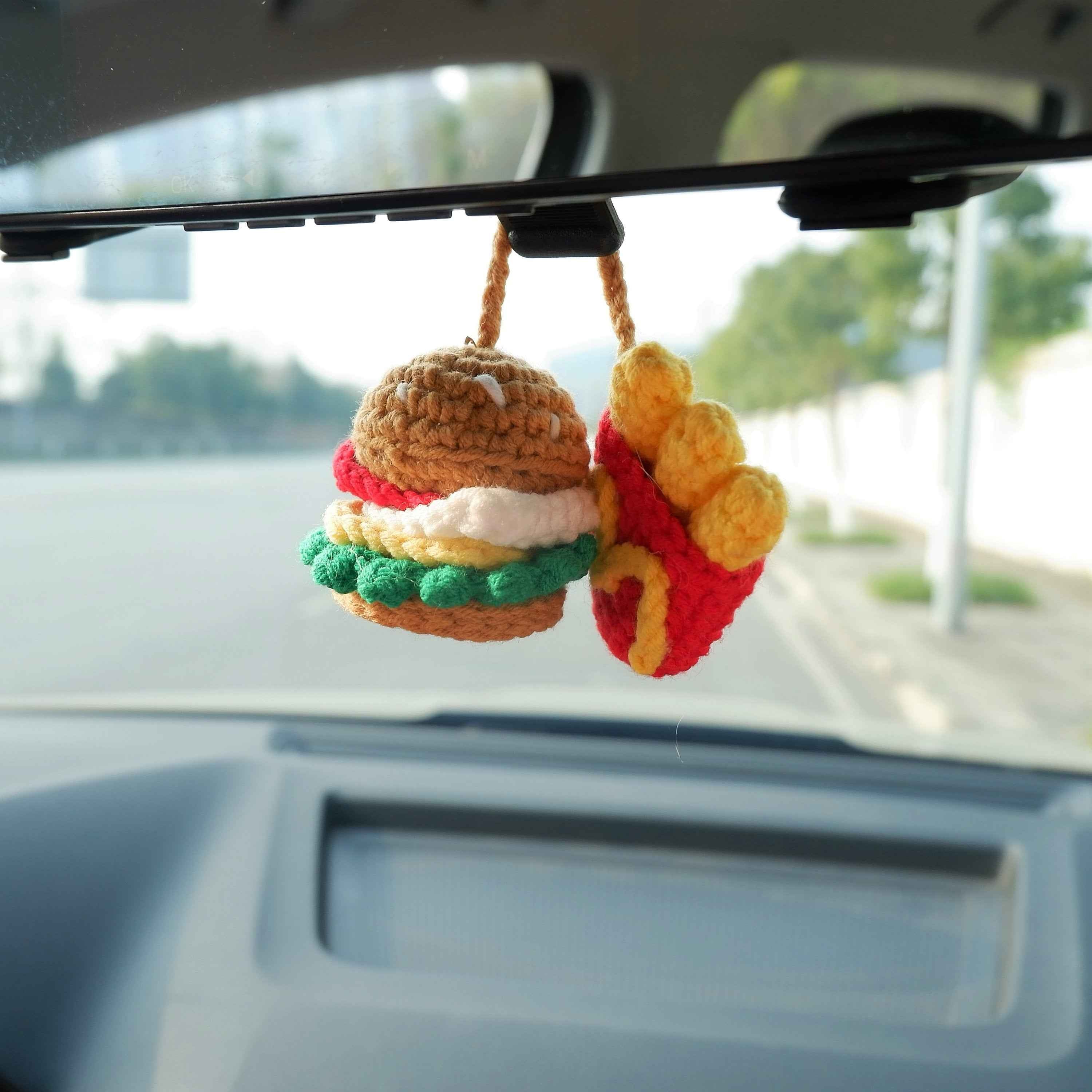 Car Hanging Accessory- Crochet Hamburger & Chips