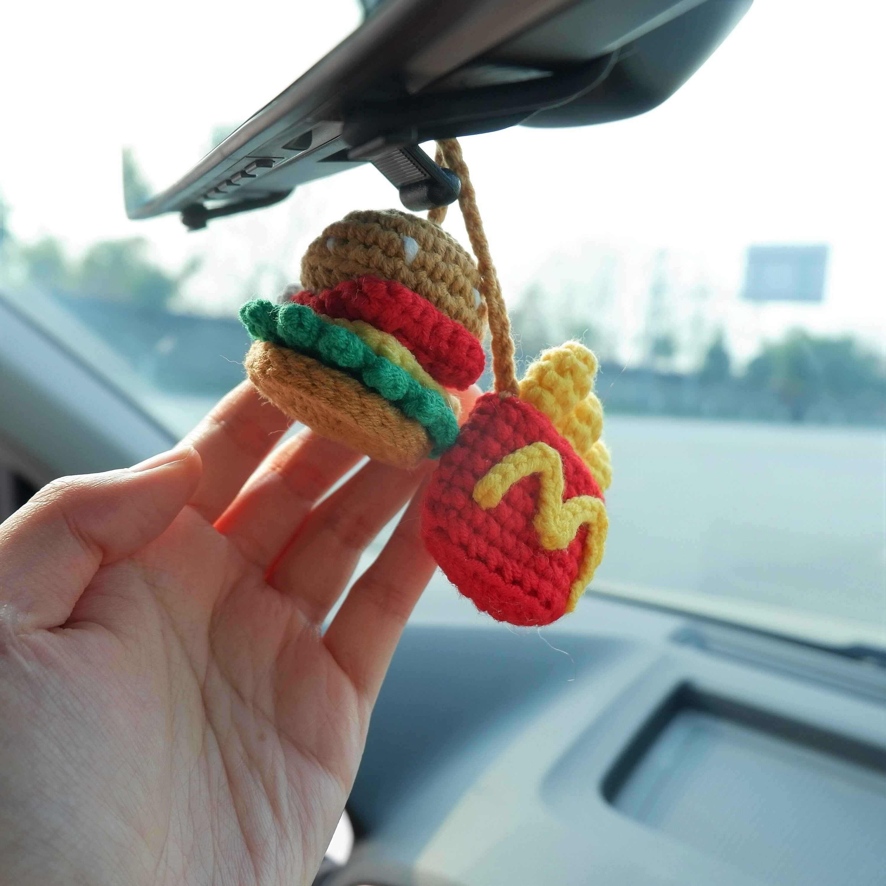 Car Hanging Accessory- Crochet Hamburger & Chips