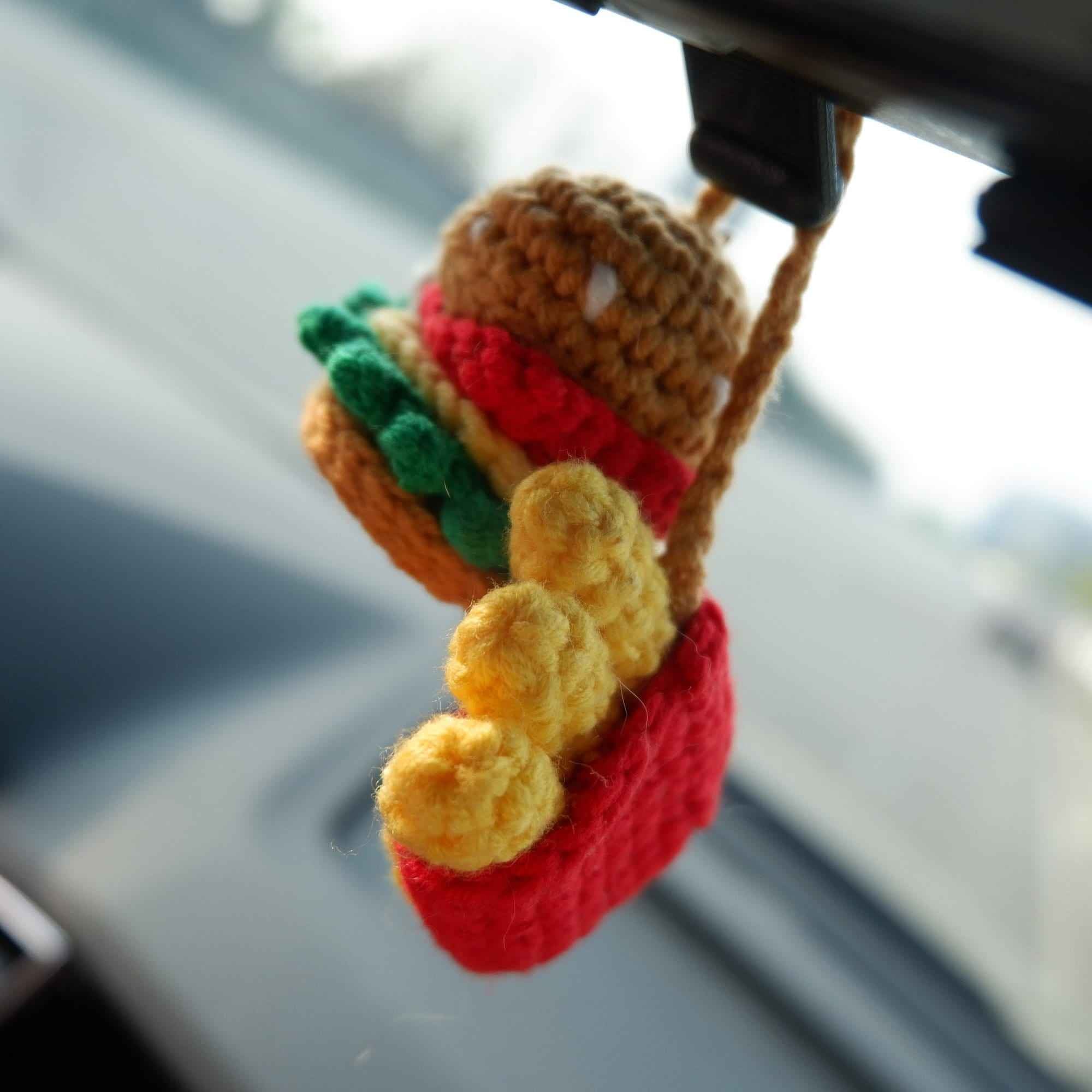 Car Hanging Accessory- Crochet Hamburger & Chips