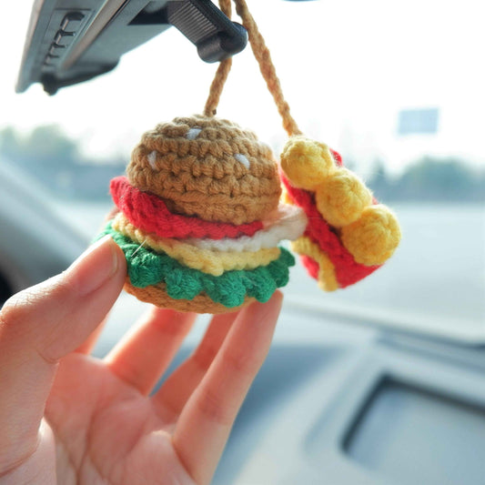 Car Hanging Accessory- Crochet Hamburger & Chips
