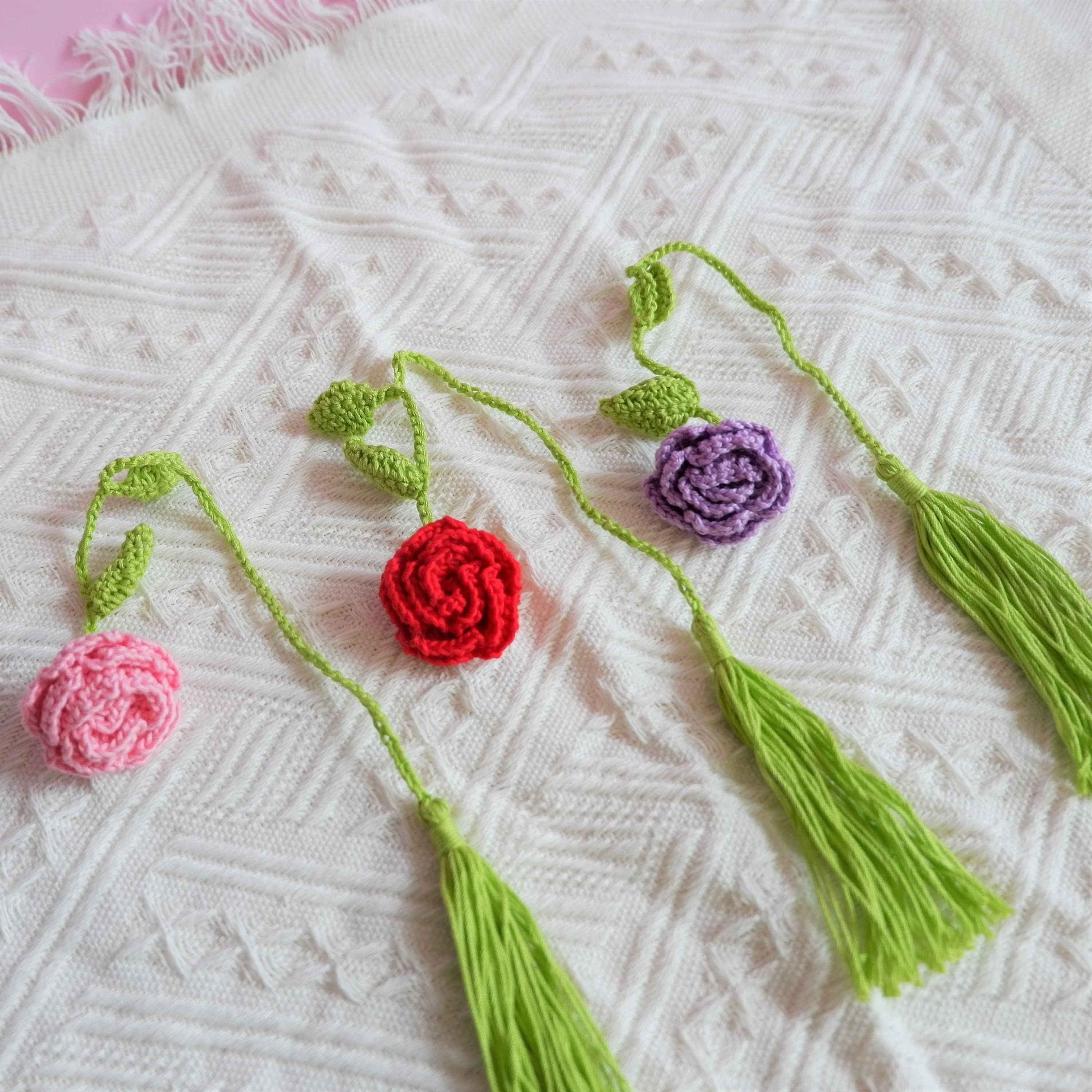 2Pcs Crochet Car Mirror Accessories- Roses