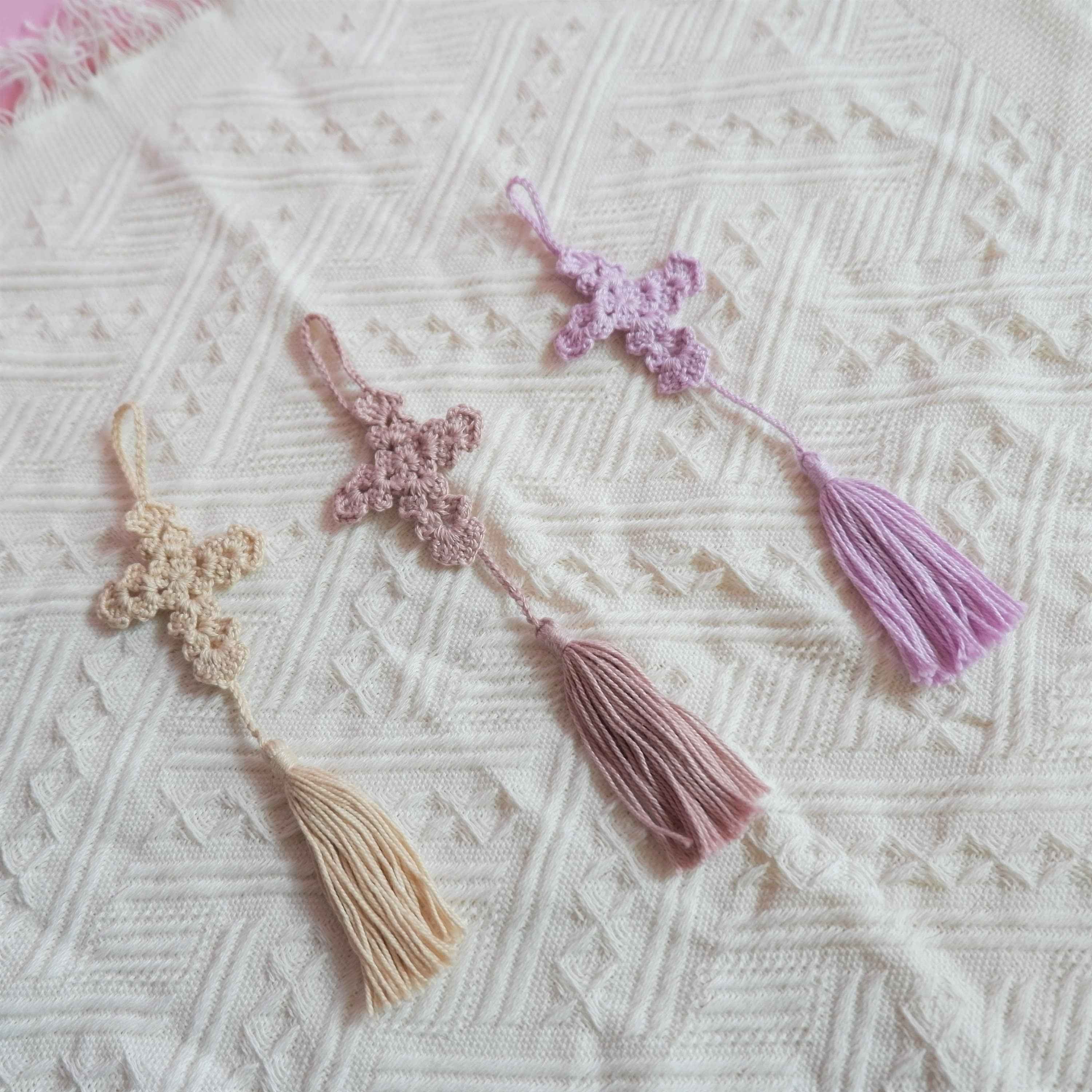 Car Mirror Accessories- Crochet Cross with Tassels