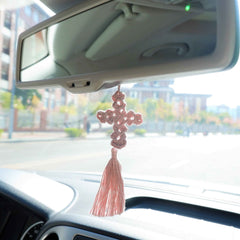 Car Mirror Accessories- Crochet Cross with Tassels