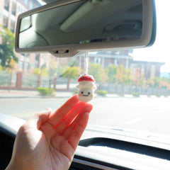 Car Mirror Hanging Accessory- Milk Bottle Smiley Mushroom