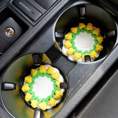 Set of 2 Crochet Car Drink Coaster- Strawberry & Tulip