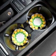 Set of 2 Crochet Car Drink Coaster- Strawberry & Tulip