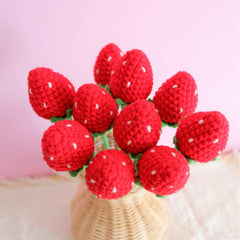 Crochet Strawberry & Daisy Flower Bouquet