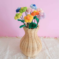 Crochet Flower Bouquet- Rainbow Fluffy Flower