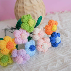 Crochet Flower Bouquet- Rainbow Fluffy Flower
